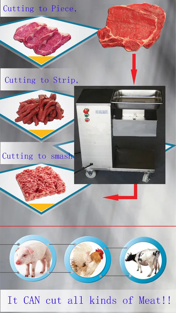 Toptan - Dikey Tip Et Kesme Makinesi, 220V/110V Et Kesici Dilimleyici, 500kg/Saat/Taze Et Dilimleme Makinesi