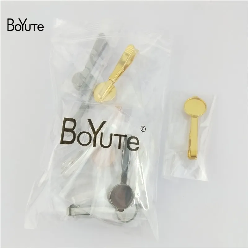 BoYuTe Plated Round 16MM 18MM 20MM Cabochon Base Diy Tie Clip Blank Tray Bezel Jewelry Findings ComponentsGBR