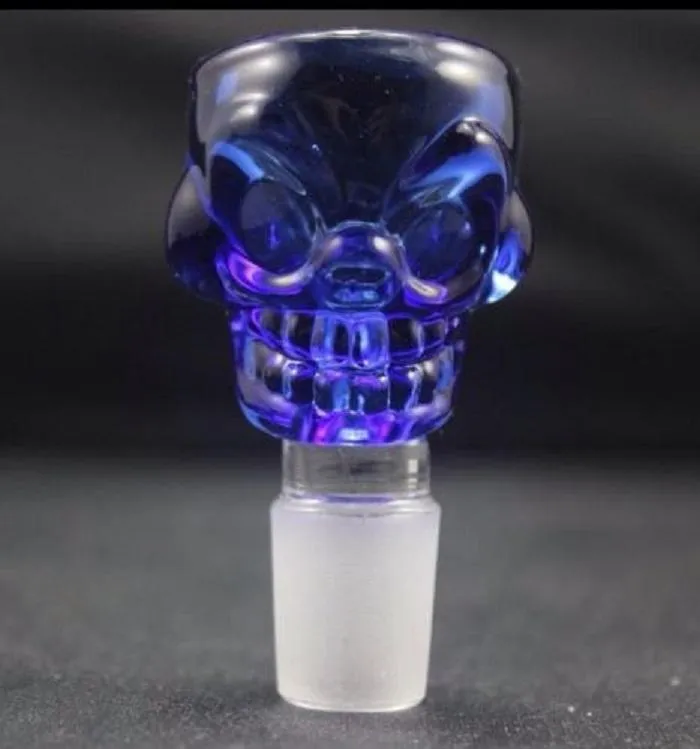 Skull Desig Glass Bowl 18,8 mm Fyra färger som passar för glas Ashcatcher Bongs och Glass Bubblers gratis frakt