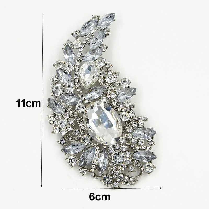 4.4 Inch Enorme Luxe Broche Grote Heldere Kristallen Rhinestonee Wedding Bridal Pins Broches Nieuwe Collectie Hoge Kwaliteit Prachtige Diamante Vrouwen Pin