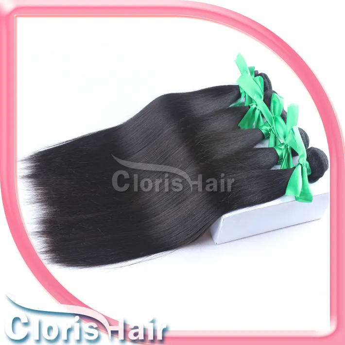Populär 2 buntar Raw Virgin Indian Silky Straight Hair Weave Bundes Obehandlade Human Hair Extensions Deals Naturliga Hårväft kan färgas