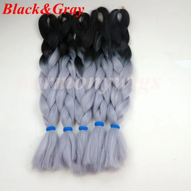 Ombre Syntetyczne oplatanie Włosów Szydełko Splotki Twist 24inch 100g Ombre Dwa Tone Jumbo Braid Extensions Włosów Więcej kolorów