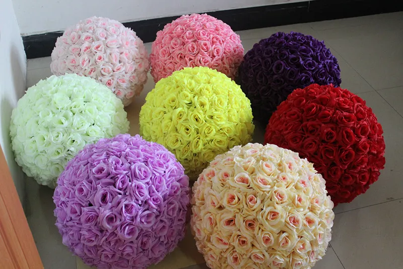 Blumenball 16inch Hochzeit Seidenpomander Küssen Ball Dekorieren Sie Blume künstliche Blume für Hochzeit Garten Markt Tisch Herzstück Herzstück