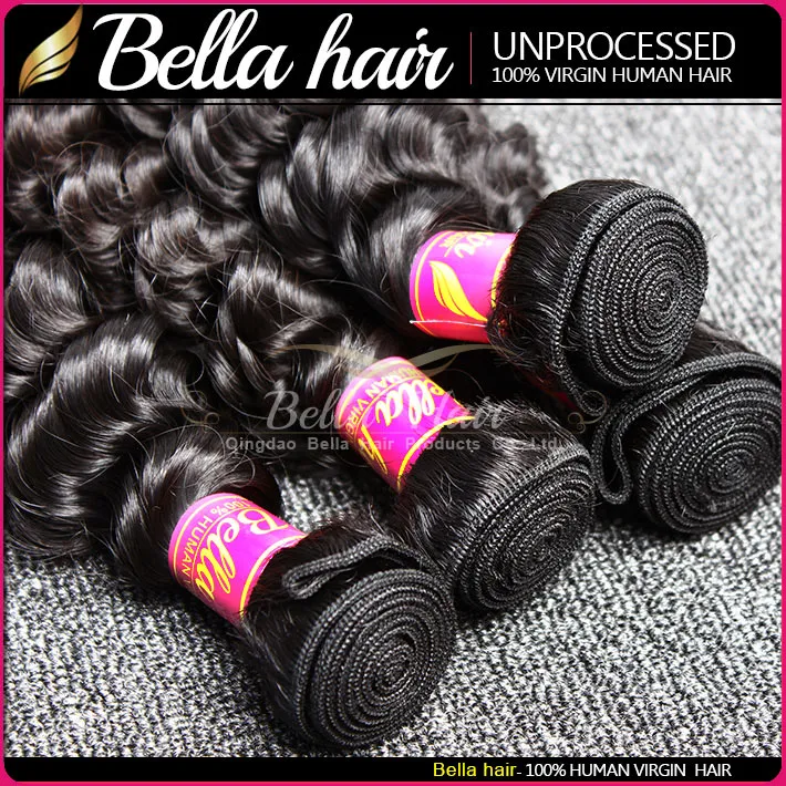 Bella Hair Malezjan Deep Wave 10-26 cala 100% Remy Virgin Human Hair Extension Wewelak Naturalny kolor 3/4 sztuki