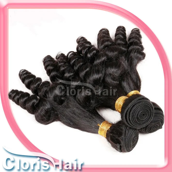 Aunty Funmi Extensions Bouncy Spiral Romance Curls obearbetade Malaysian Virgin Spring Curly Human Hair Weave 3 Bundles Affärer6862254