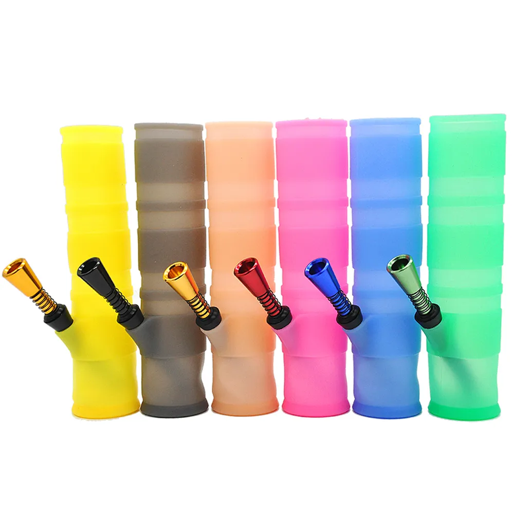 Novos bongos de silicone portáteis dobrados de 7,9 polegadas para cachimbos de água de plástico Bongos de vidro com filtro de óleo de silicone para cachimbos de tabaco erva seca