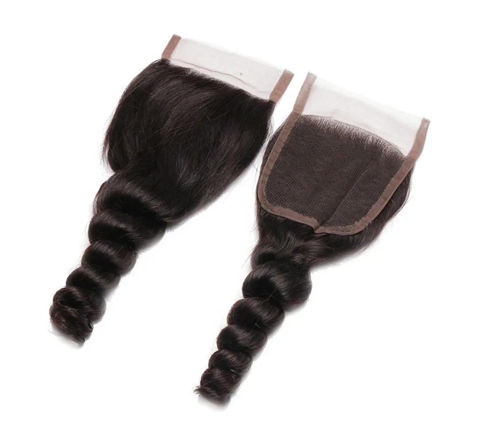 Brazilian Virgin Hair Loose Wave 4x4 Lace Closure Pre Plucked With Baby Hair