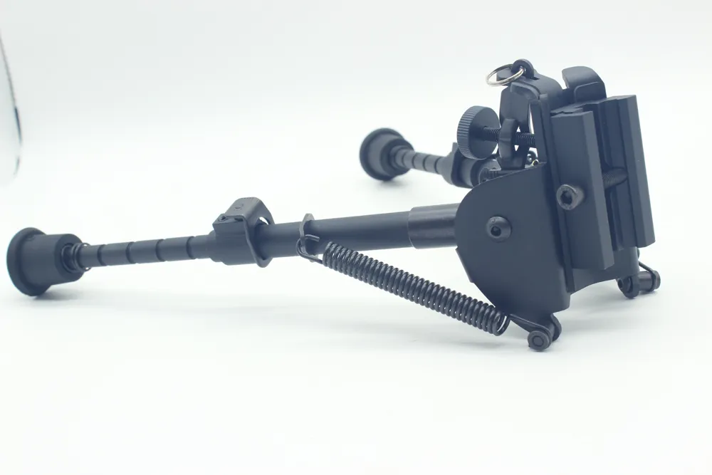 6-9 Inch Harris Style Tactical Bipod 5 Levels Adjustable Spring Extending Legs Picatinny Rail Adapter