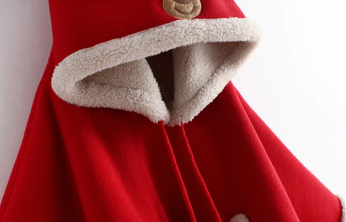 Xmas Children039S Cloak Merry Christmas Red Santa Claus Faux Fur Kids Jackets and Capes Winter Warm Girl Shawl9737990