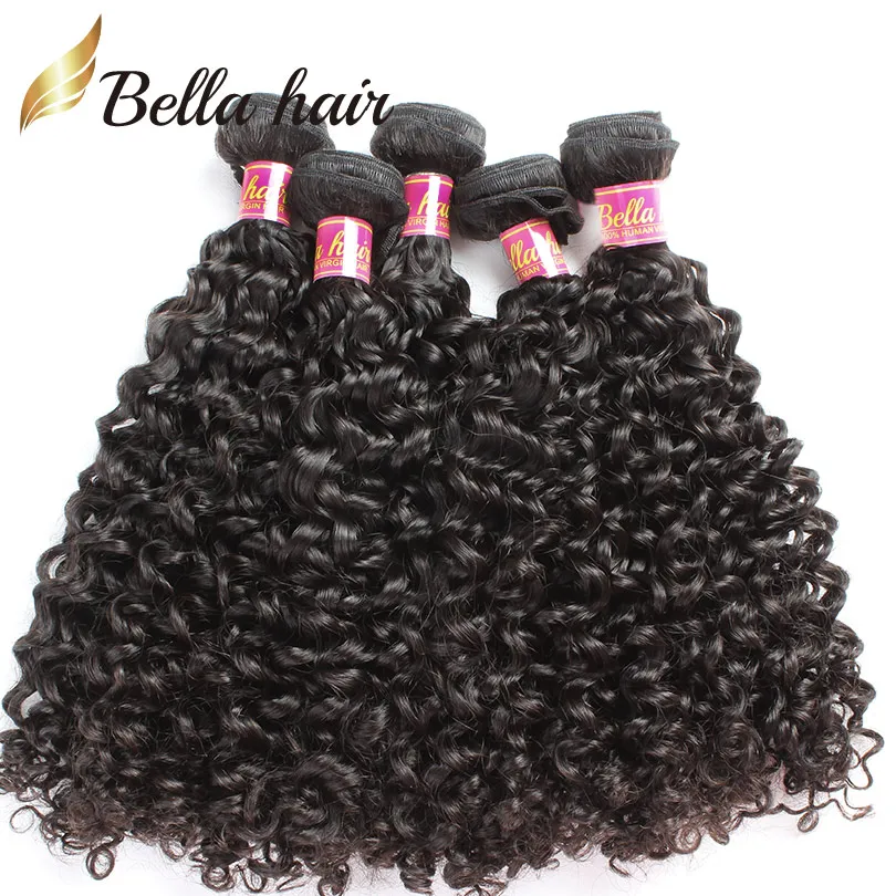 human virgin hair buntar extensions curly wave malaysisk 100 obearbetade hårvävar dubbelväft naturlig svart 34st bellahair 834inch 8a