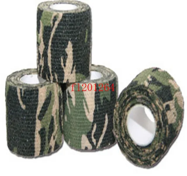 Gratis frakt mode självhäftande elastisk bandage armé camo wrap rifle shooting jakt camouflage sammanhängande tejp 4,5m
