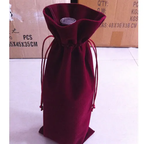 Wine Bottle Gift Packaging Bag 15x36cm (6 x 14 inch ) pack of 20 Velvet Drawstring Pouch