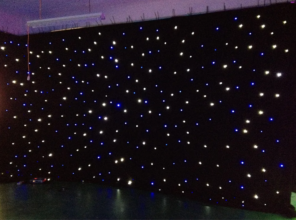 LED light effects large star Curtain 4m by 6m colth stage drapes Blue-White color with lighting controller LED Backdrop