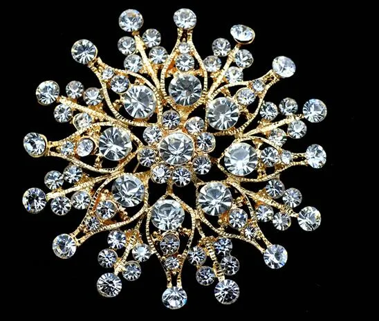 2 inch vergulde duidelijke strass kristal diamnate zon bloem sieraden broche bruiloft prom geschenken