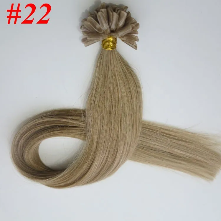 50g 50Strands Pre Bonded Nail U Tips Human Hair Extensions 18 20 22 24INSCH Brazilian Indien Hår Mer Färg Toppkvalitet