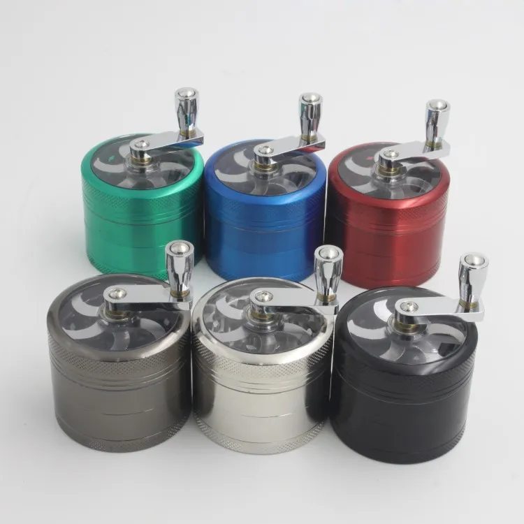 Övrigt Röktillbehör 56mm 4Layers ZICN Alloy Hand Crank Tobacco Grinders Metall för örter HerbalGrinders Fortobacco DHL Gratis