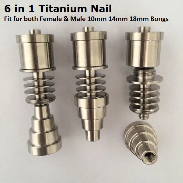 6-in-1-Titannagel Domeless GR2 G2 für 16 mm 20 mm Heizspulen-Dab-Nagel für beide weiblichen und männlichen Gelenke 10 mm, 14 mm und 18 mm