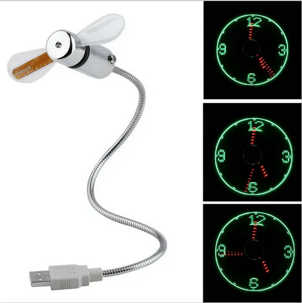 USB-Uhrenventilator mit Echtzeituhr und Temperaturanzeigefunktion, LED-Lichtventilatorspielzeug