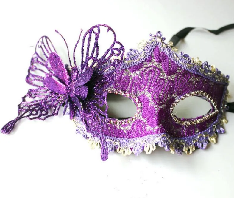 Venice Princess Mask with Powder Three-dimensional Butterfly Mask Halloween Masquerade Half Face Mask G1174
