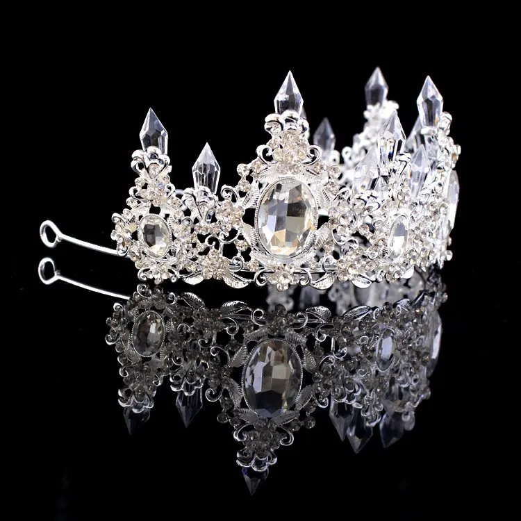 Luksusowe kryształy Barokowe korony ślubne z kolczykami Silver Beaded Bridal Tiaras Rhinestone Głowy Kawałki Tanie akcesoria do włosów Korona korona