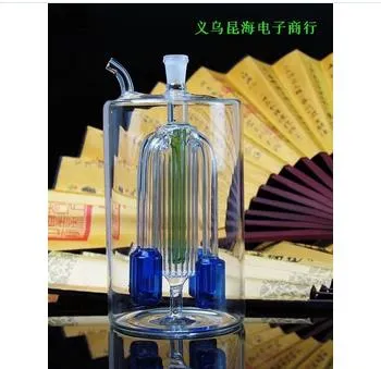 Klassiek-capaciteit Multi-layer Filter Glass Hookah High 14.5cm Breedte is 8 cm, stijl kleur willekeurige levering, groothandel glazen waterpijp, groot beter