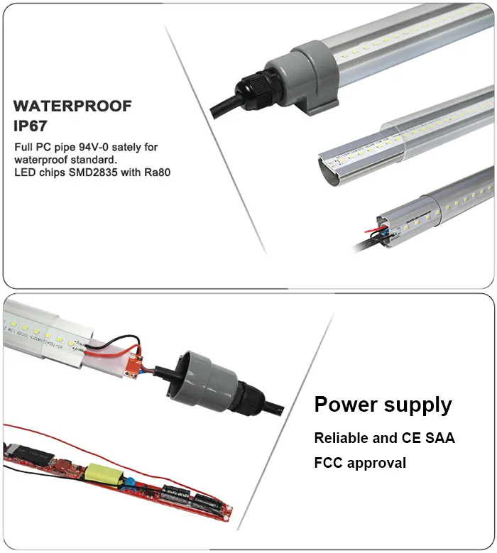 スーパーブライト4フィート5フィート25W 30Wウォーターダスト蒸気蒸気IP67カーウォッシュT12 LEDチューブランプイージー接続表面マウント2033668