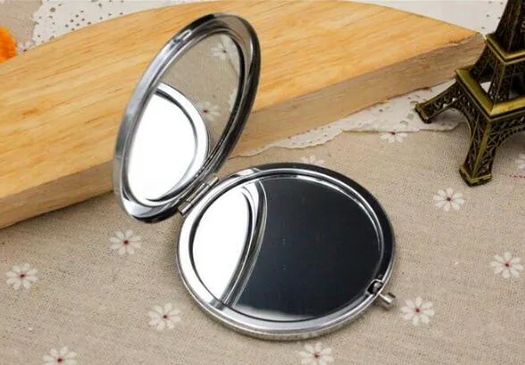 Nouveau miroir de poche argent miroirs compacts vierges idéal pour bricolage miroir de maquillage cosmétique cadeau de fête de mariage # sl1142