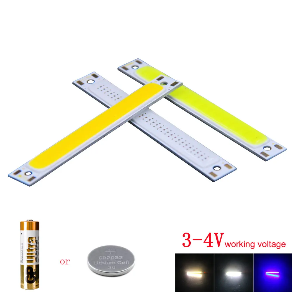 60 * 8mm Bleu Blanc 3.7V COB Source de lumière LED Ampoule 1W 3W Bande Lampe DC3-4V DIY Éclairage De Voiture Maison Lampes De Travail