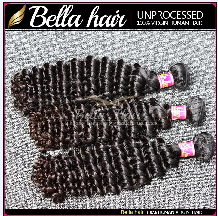 BellaHair 10~24inch Virgin Indian Human Hair Extension Unprocessed Natural Color Deep Wave Julienchina 2 Bundles