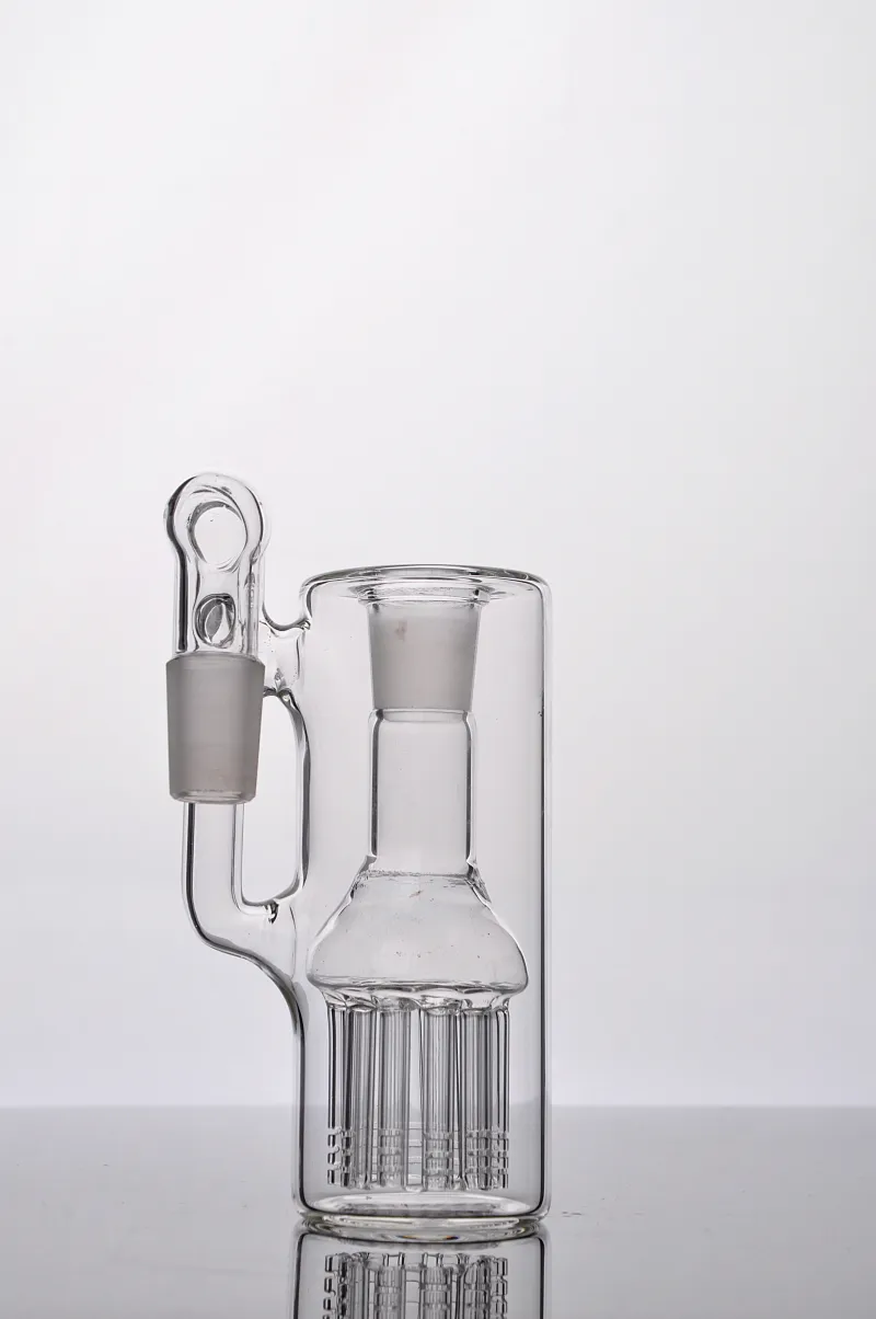 Real Image Glass Single Fritted Narghilè Ash Catcher con 12 Arm Tree Inline Perc 18mm Giunto ad angolo retto Bong Rigs Smoking Stereo Matrix Ashcatchers