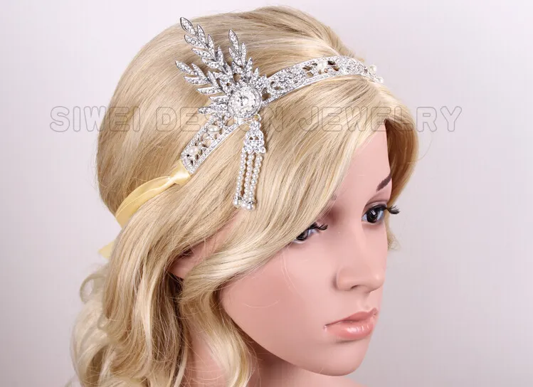 2015 The Great Gatsby Accesorios para el cabello Rhinestone Bride Hair Belts Beach Wedding Head Bands Accesorios TS00172