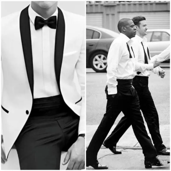 Vendita calda Smoking dello sposo Slim Fit 2015 Abiti da sposa su misura Groomsmen Miglior Mens Prom Abiti convenzionali per l'occasione (Giacca + Pantaloni + Papillon + Hanky)