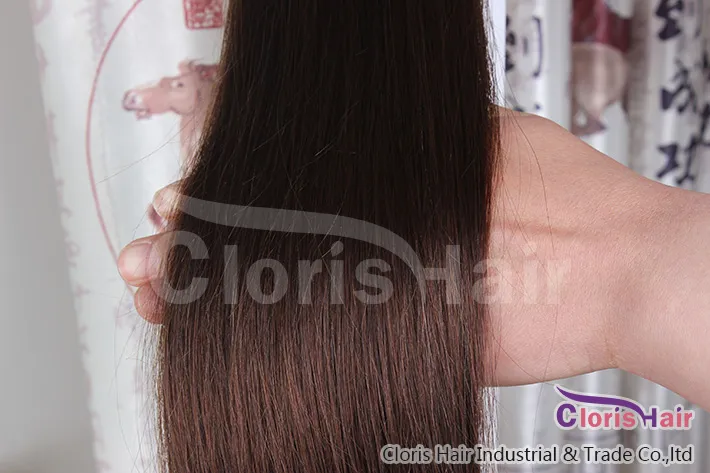 HELA 4 Dark Brown Clip In On Natural Human Hair Extensions Full Head 70g 100g 120g Peruansk Remy Straight Weave Clips Ins 147900824