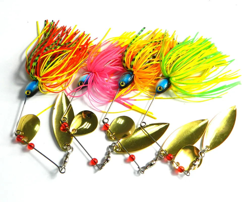 Hengjia 20 piezas Spinner Bait señuelos de pesca de agua dulce plantilla de goma cucharas Swimbaits señuelo de metal duro anzuelos fuertes (SB003)