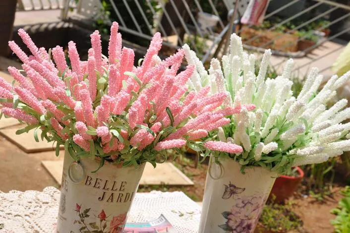 Ramo de flores de simulación de simulación de gama alta europea 12 flores secas de lavanda flores artificiales plantas artificiales G1224