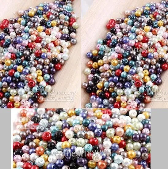 Multicolor Round Pearl Imitation Glaspärlor 4mm / Loose Beads Smycken DIY Fit Armband Halsband