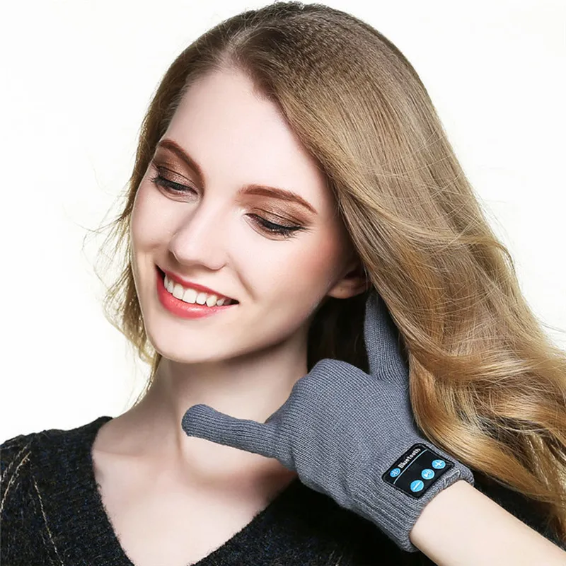Partihandel Ny uppladdningsbar trådlös Bluetooth Music Headset Speaker Smart Touch Screen Varma Knithandskar