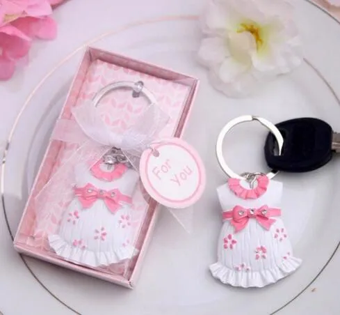 lot Baby Shower Gift Cute Resin Baby Clothes Key Chain Blue Keychain for boy pink for girl