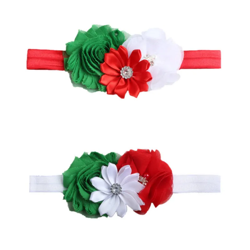 Baby Hair Accessories Cute Fabric Flowers Headband Girls Fashion Elastic Hairbands Children Christmas Party Dress Up Xmas Gifts