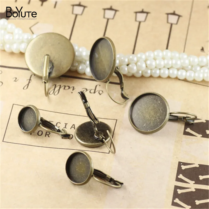 BoYuTe Plated Round 12 18 20 MM Cabochon Base Earring Blanks Diy Jewelry Findings Components1534046