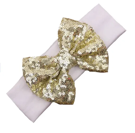 15% Off Hot Sale 15st Fashion Barn Stora Sequined Bow Hårband Baby Hår Julprodukter Hår Tillbehör Drop Shipping