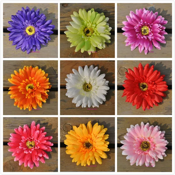100pcs Gerbera flower heads 10cm/3.94 inches Daisy Artificial Sunflower for home party Wedding Silk decorative flowers