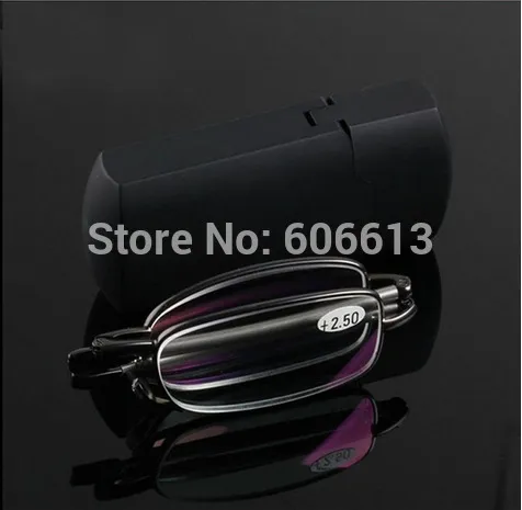 NEW Arrival Foldable Reading Glasses With Hard Case, Black Portable Flexible Reader 10pcs/lot Free shipping