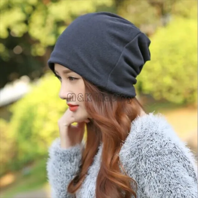 Fashion Headband Cotton Pure Color Headwrap Beanie Hat Skull Caps And Scarves Multifunction Two Layers 