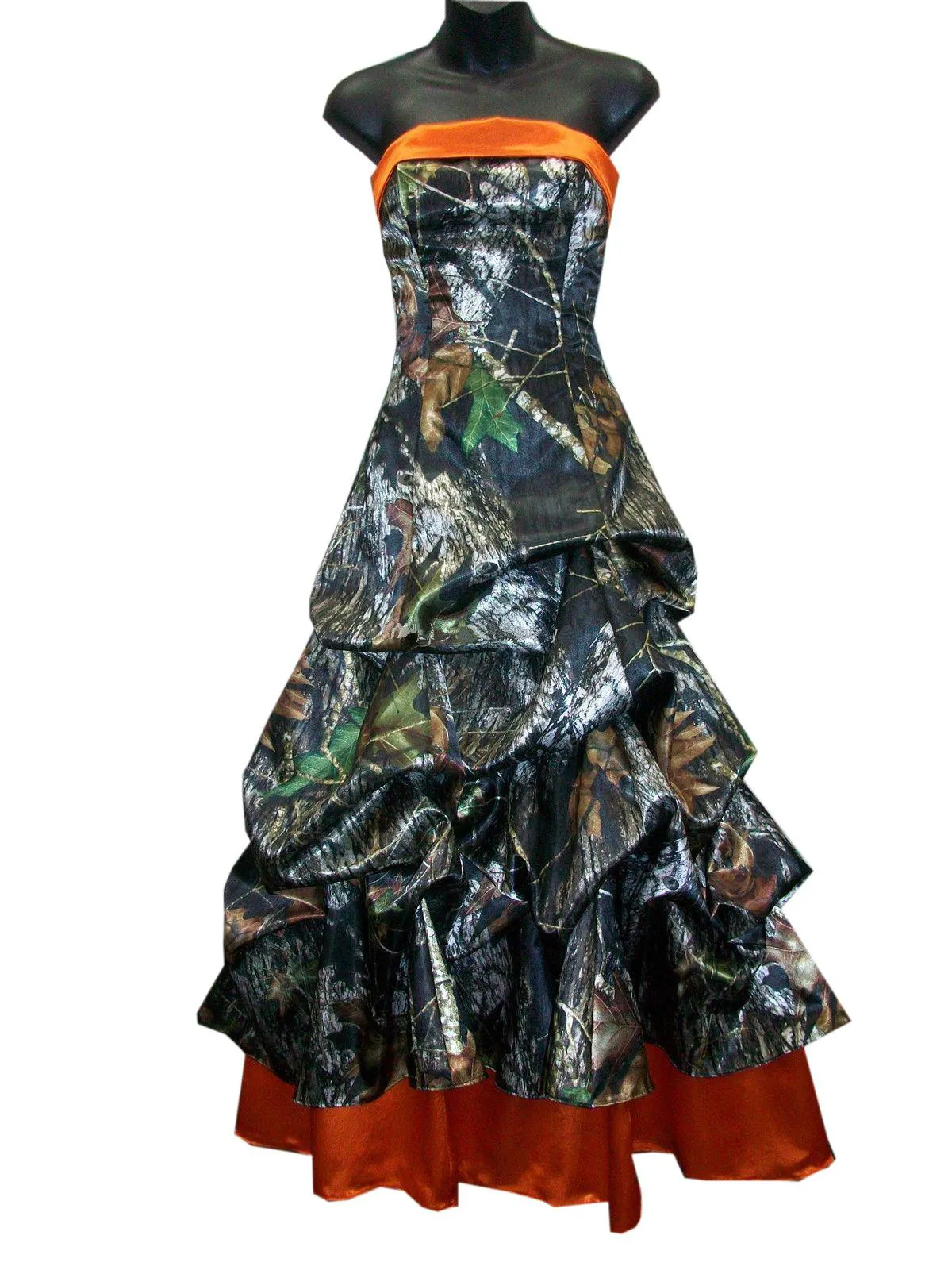 Real Image Unique Robes De Mariée Camo 2015 A-ligne Bretelles-parole longueur Lace-Up Ridé Camouflage Forêt Robes De Mariée De Mariage Tiers