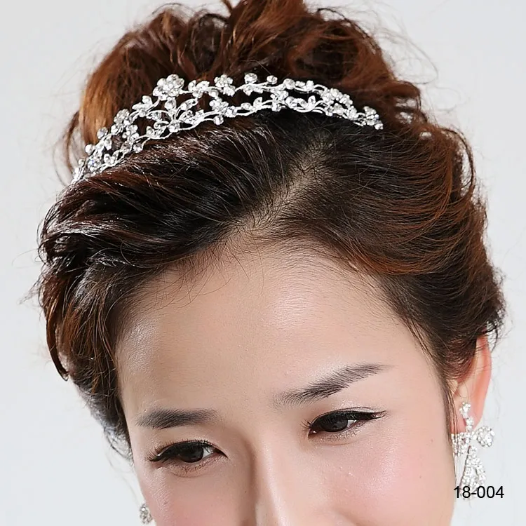 18004 Clssic Włosy Tiaras W magazynie Tanie Diament Rhinestone Wedding Crown Hair Band Tiara Bridal Prom Wieczór Biżuteria Headpiecces