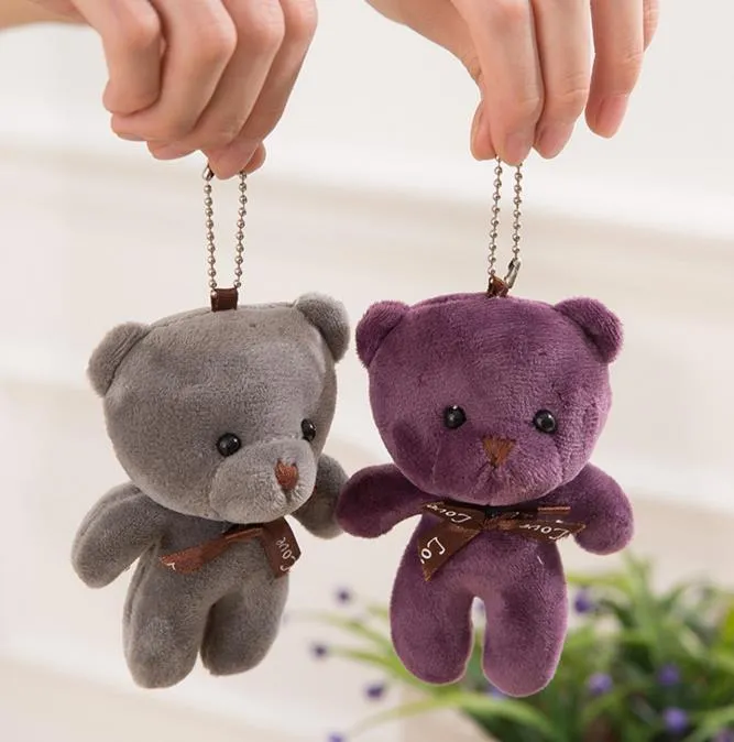 Peluche ours en peluche jouets en peluche fille bébé douche fête faveur dessin animé animal clé sac pendentifs 12cm cadeaux de noël