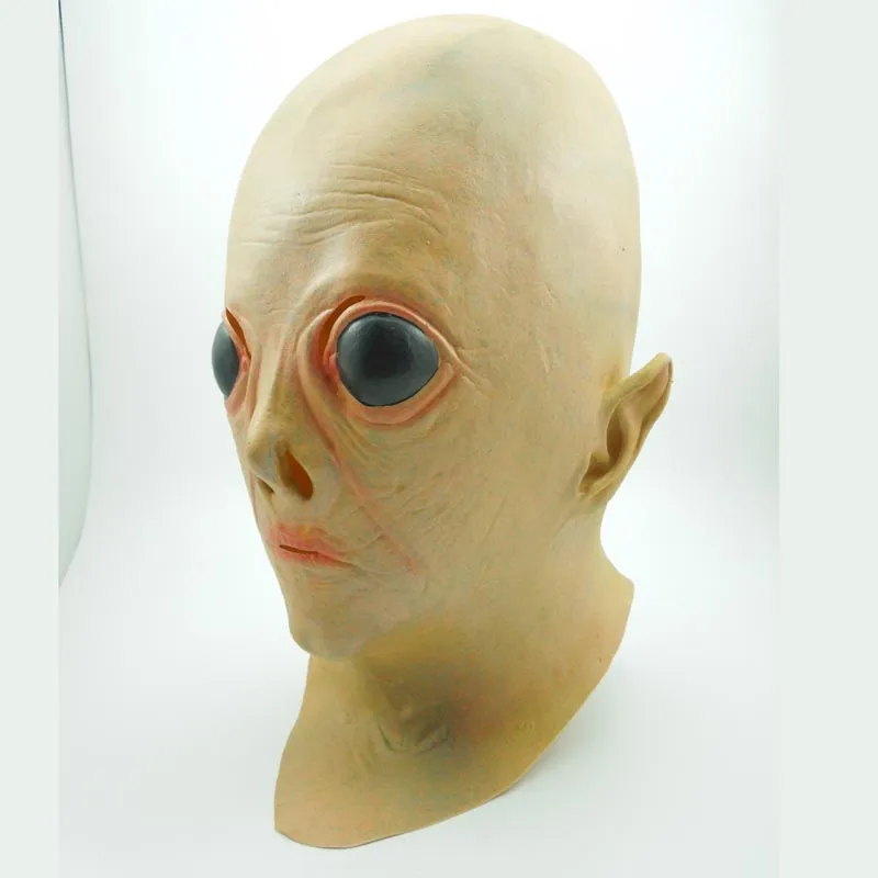 Halloween Party Mask Ufo Alien Head Latex Mask Cosplay Creepy Saucer Man Full Face Horror Ghost Costume