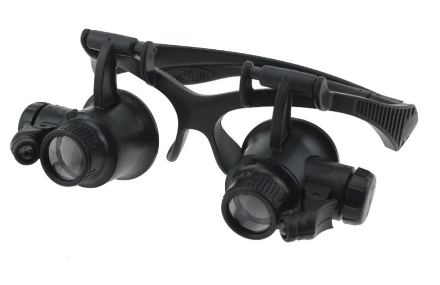 5-25 4 tipos de múltiples lentes de aumento con doble montaje en la cabeza, lupa tipo gafas con luces LED de trabajo, excursiones para agrandar las gafas