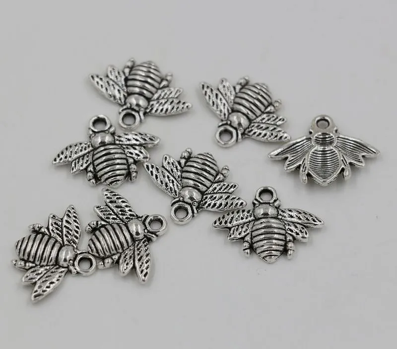 Hot sell ! Antique silver / Gold / Bronze Zinc Alloy Lovely Single-sided Bee Charm Pendant 16x20mm DIY Jewelry